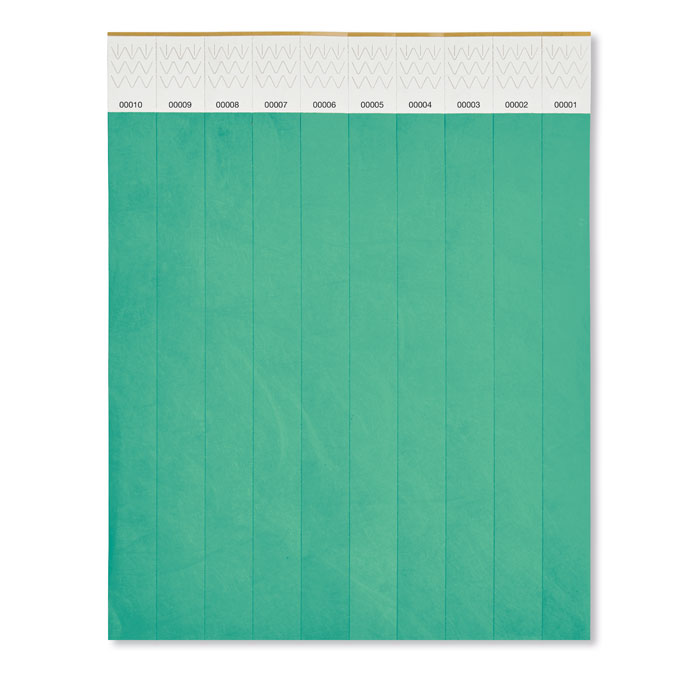 Vel met 10 event-polsbandjes, genummerd, turquoise