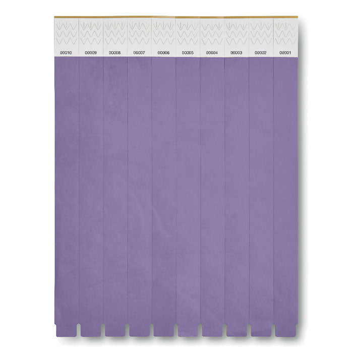 Vel met 10 event-polsbandjes, genummerd, violet