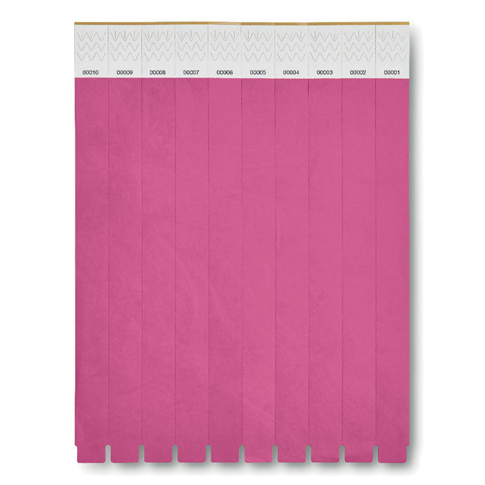Vel met 10 event-polsbandjes, genummerd, fuchsia