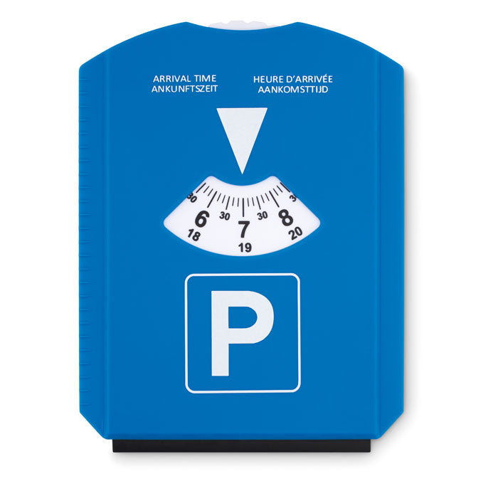 Parkeerschijf met ijskrabber in één, blauw