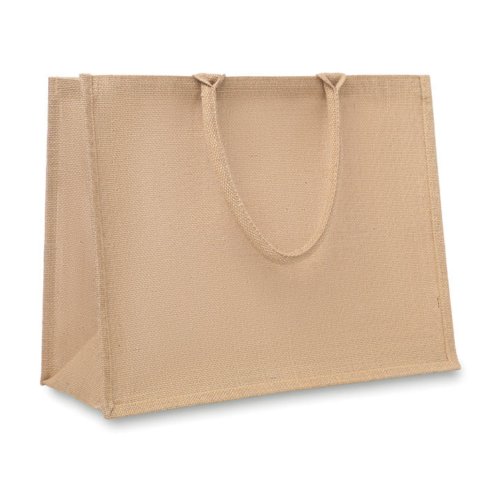 Boodschappentas van jute met katoenen hengsels, beige