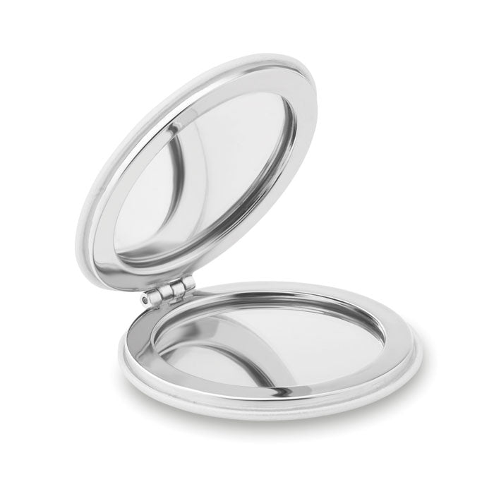 Ronde dubbele spiegel, compact formaat, wit