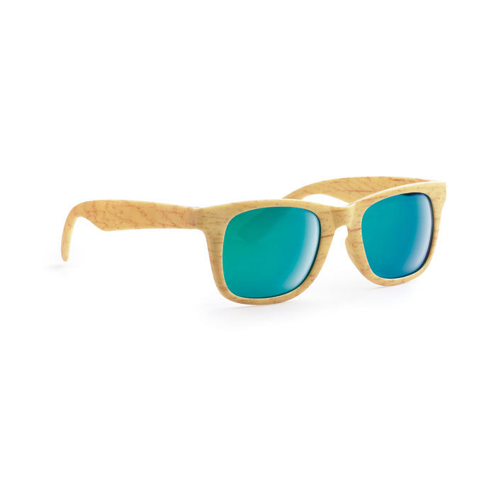 Zonnebril met houtlook en gespiegelde glazen, hout