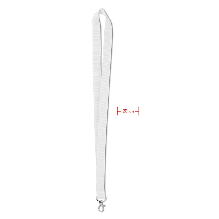 Lanyard met metalen haak, 20 mm breed, wit