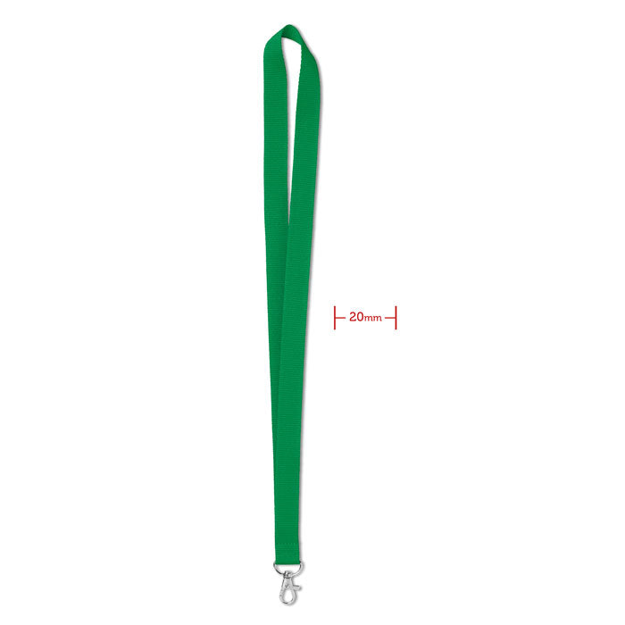 Lanyard met metalen haak, 20 mm breed, groen