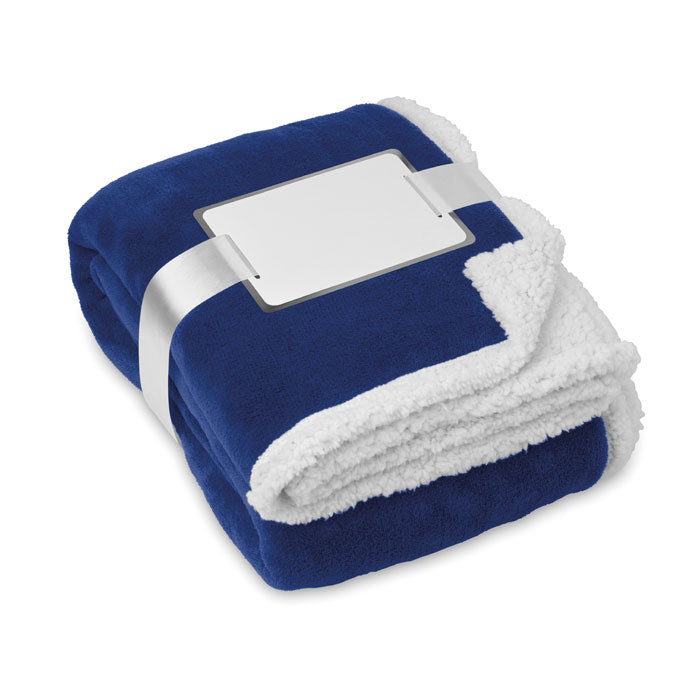 Koraal fleece deken met sherpa voering, blauw