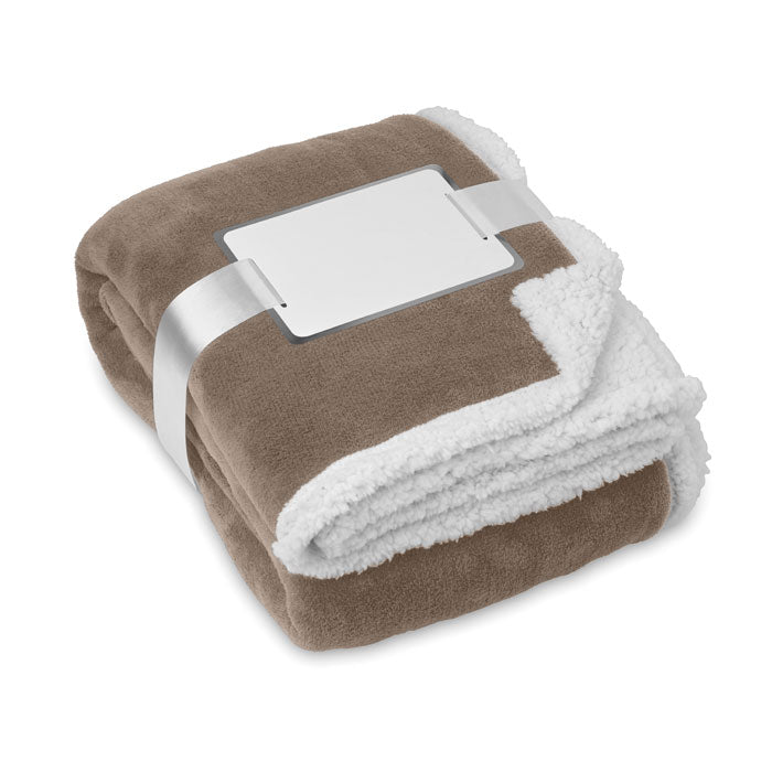 Koraal fleece deken met sherpa voering, khaki