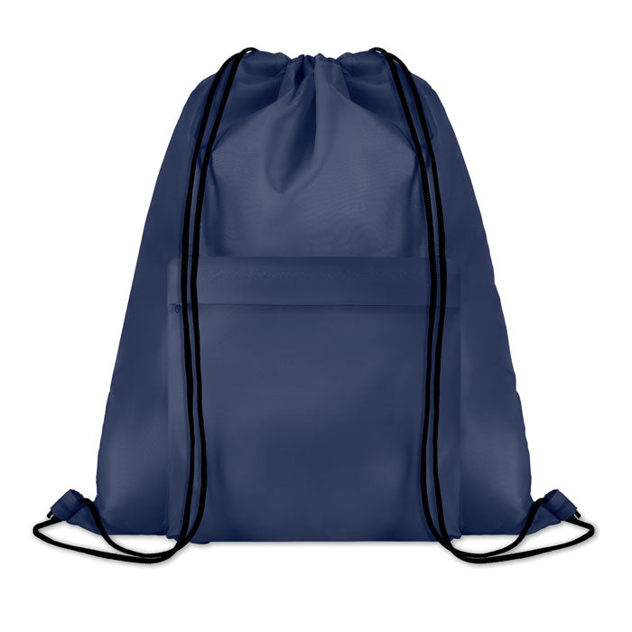 Rugzak met koord en voorvak met rits, blauw