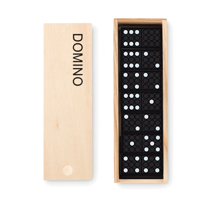 Dominospel in houten kist, hout