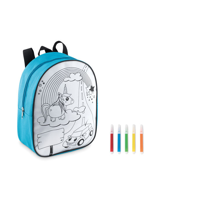 Kinderrugtasje om zelf in te kleuren, turquoise