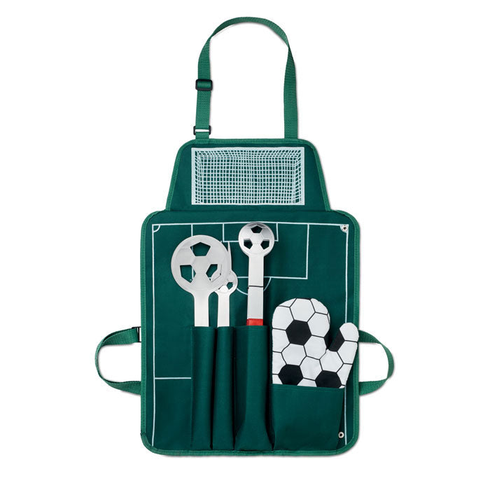 BBQ-schort met barbecuegereedschap, groen