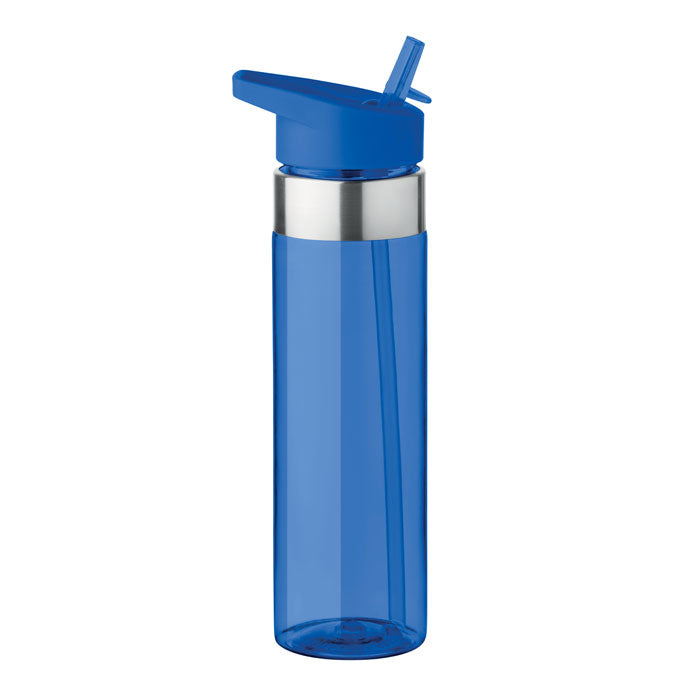 Drinkfles met afsluitbaar rietje, 650 ml, transparant blauw
