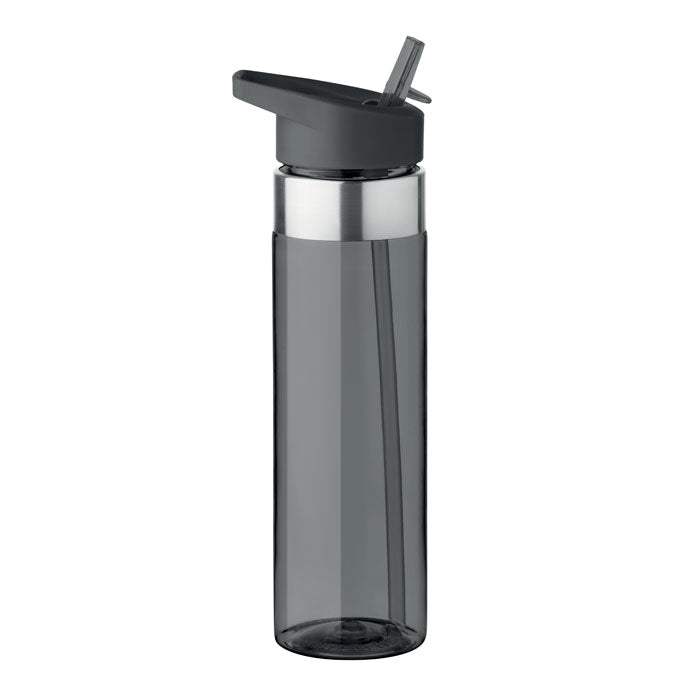 Drinkfles met afsluitbaar rietje, 650 ml, transparant grijs