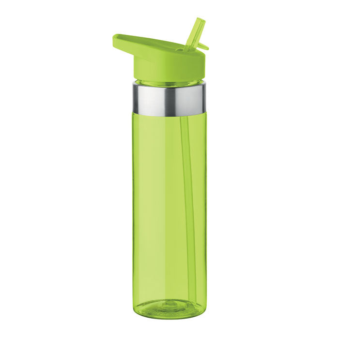 Drinkfles met afsluitbaar rietje, 650 ml, transparant lime