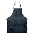 Schort van waxed canvas met leren details, zwart