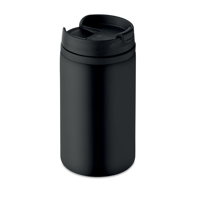 Dubbelwandige beker met deksel, 250 ml, zwart
