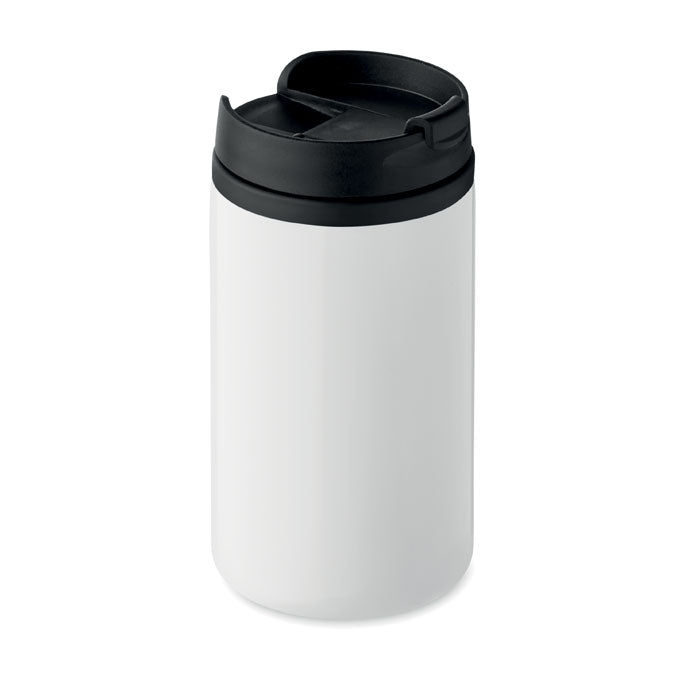 Dubbelwandige beker met deksel, 250 ml, wit