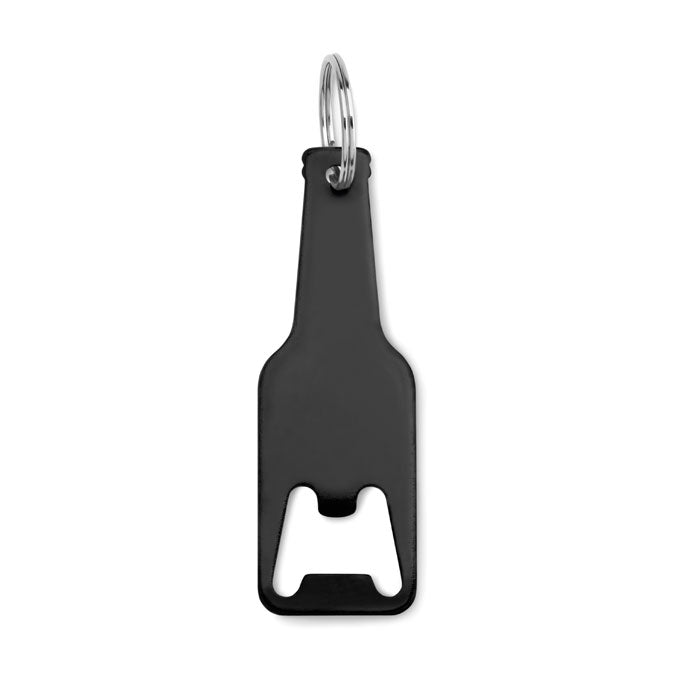 Aluminium sleutelhanger met flesopener, zwart