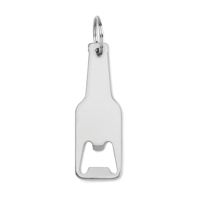 Aluminium sleutelhanger met flesopener, zilver