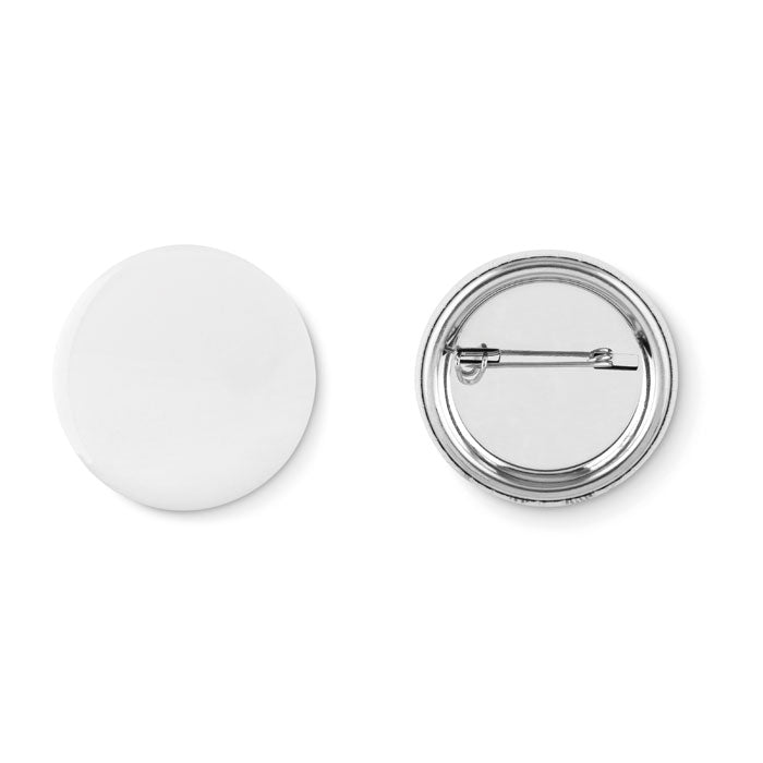Button met speld, 4,4 cm, mat zilver