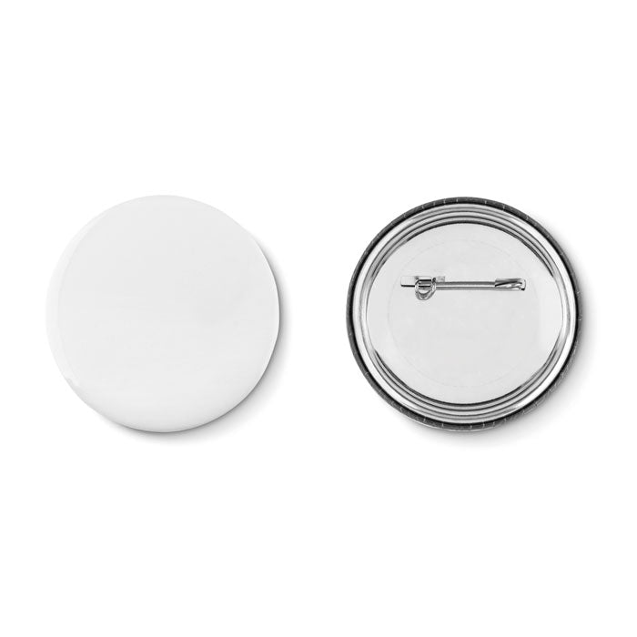 Button met speld, 6 cm, mat zilver