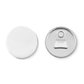 Button als koelkastmagneet met flesopener, mat zilver