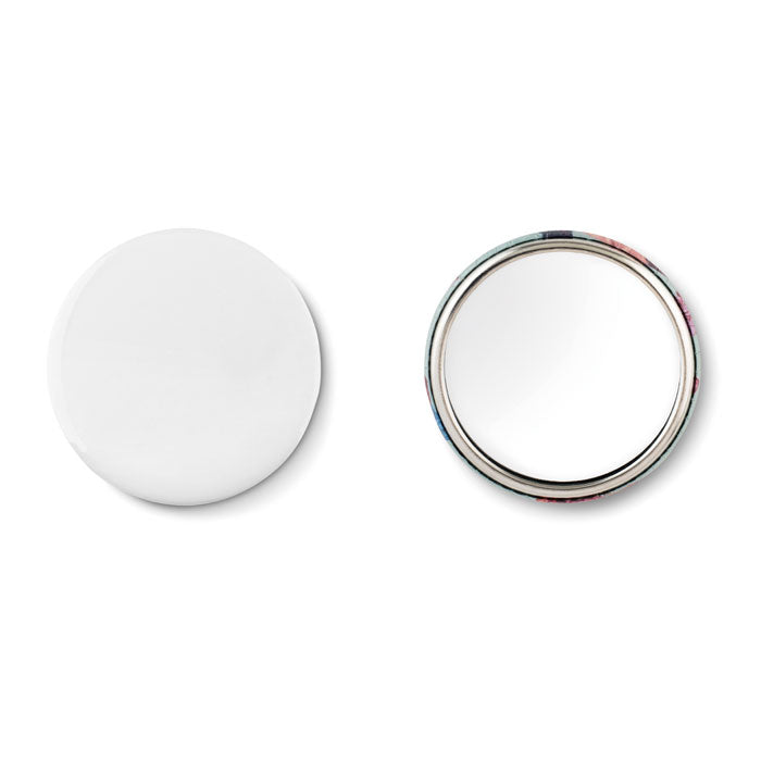Button als zakspiegeltje, mat zilver