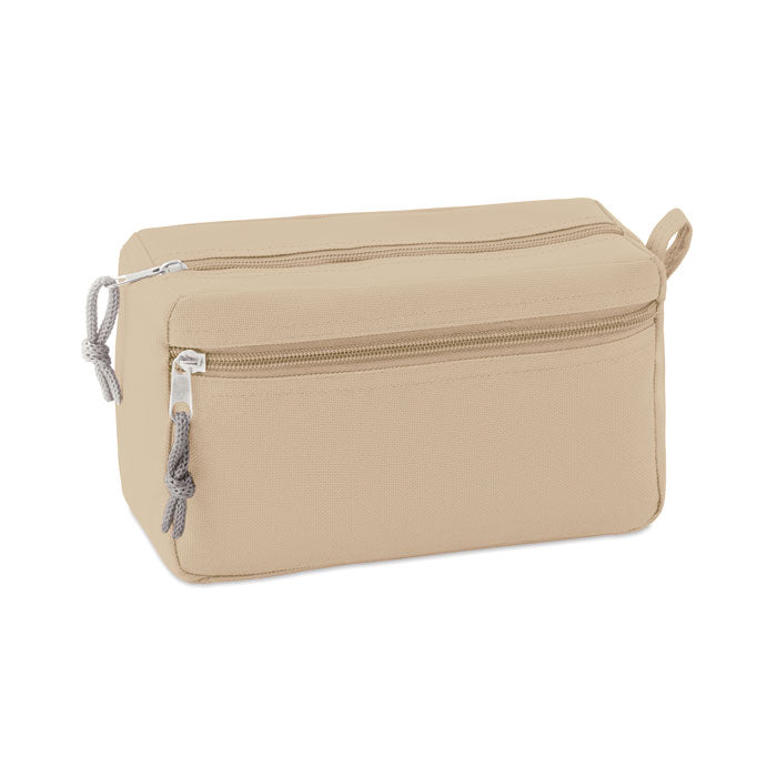 Make-uptas met dubbele rits, beige
