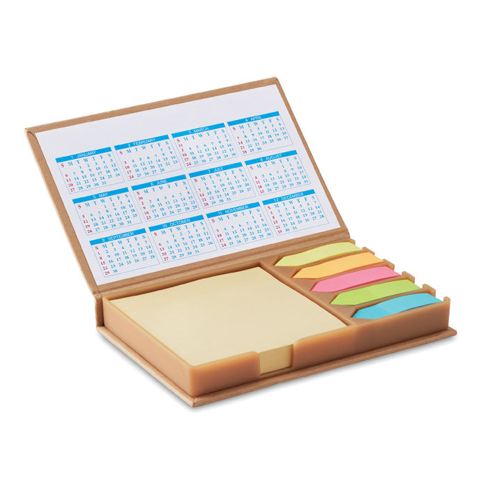 Bureauset met memoblok en kalender, beige