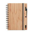 Notitieboek met bamboe kaft en bijpassende balpen, hout