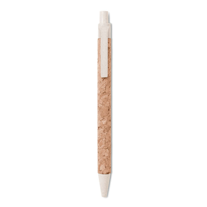 Balpen met behuizing van kurk en tarwestro, beige