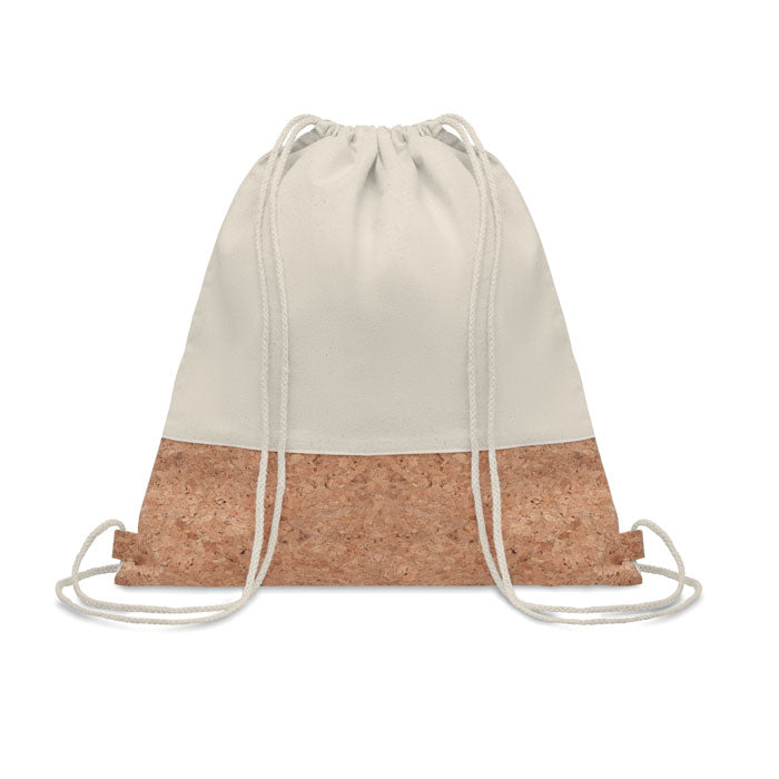 Rugzak van katoen met kurk detail, beige