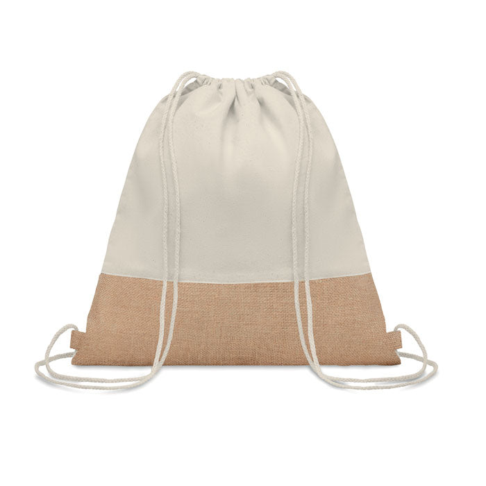 Rugzakje van katoen met jute detail, beige