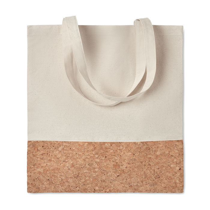 Boodschappentas van katoen met kurk detail, beige