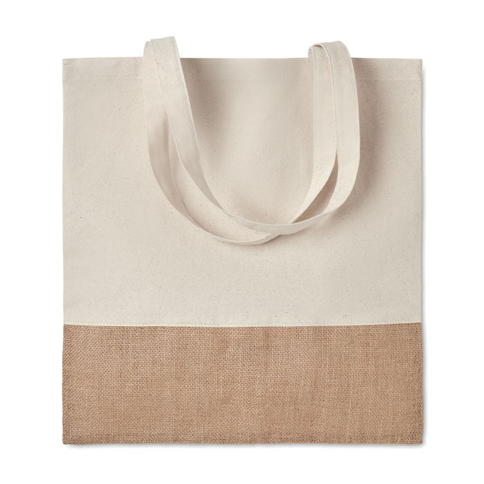 Boodschappentas van katoen met jute detail, beige