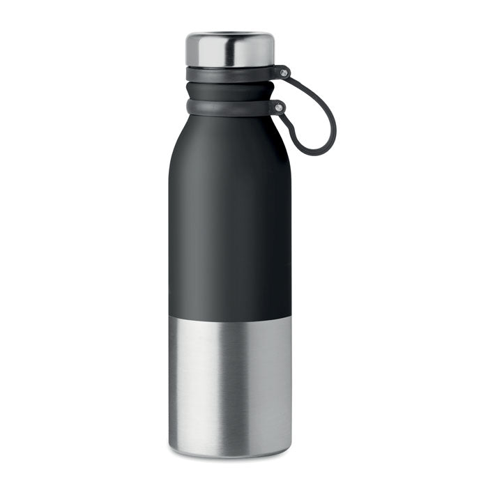 Dubbelwandige drinkfles met siliconen grip, 600 ml, zwart