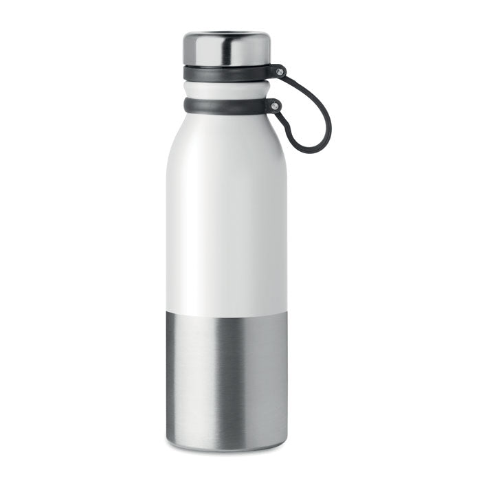 Dubbelwandige drinkfles met siliconen grip, 600 ml, wit