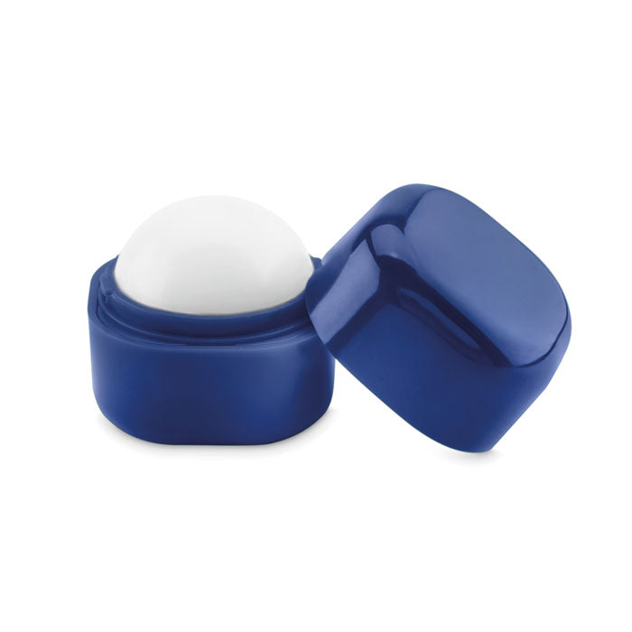 Lippenbalsem in balvorm, vierkant doosje, blauw