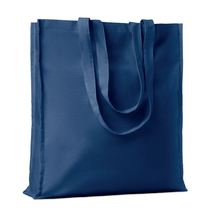 Katoenen boodschappentas met lange hengsels, blauw