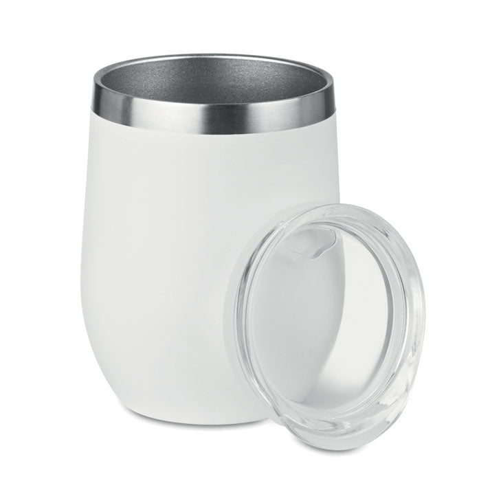Dubbelwandige drinkbeker, ook als wijnglas, wit