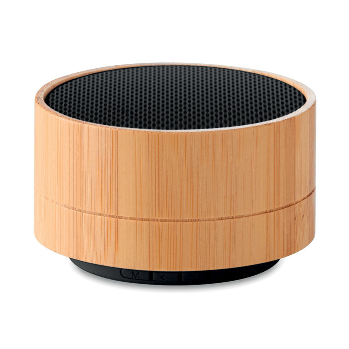 Draadloze speaker met bamboe behuizing en licht, zwart