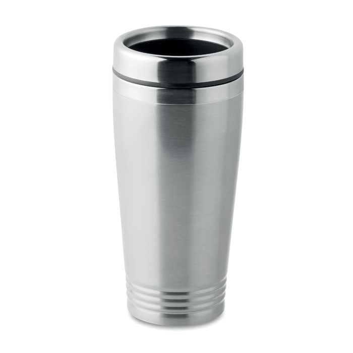Dubbelwandige thermobeker 400 ml met deksel, mat zilver