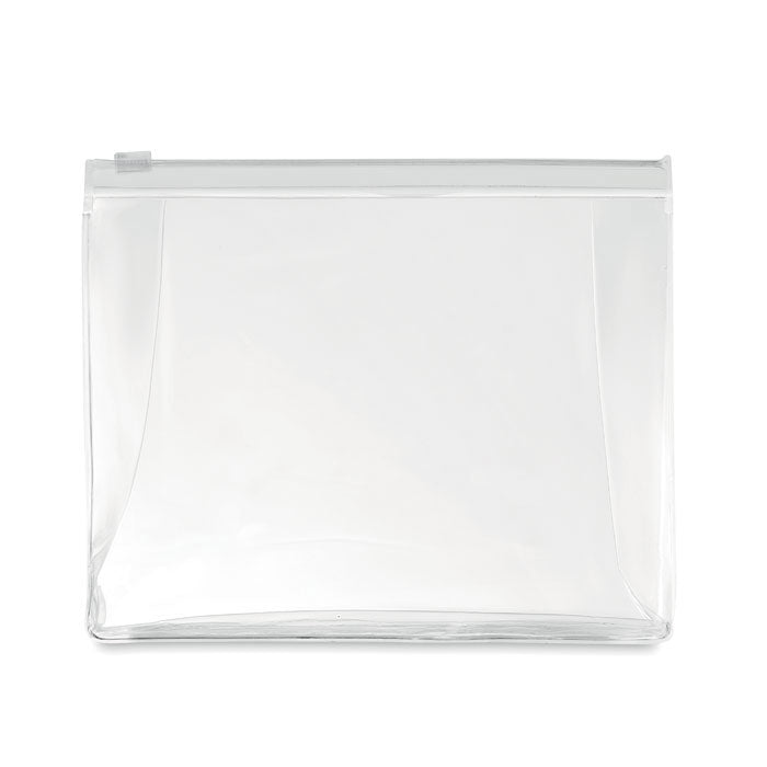Toilettas van PVC met rits, transparant wit