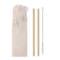Set herbruikbare bamboe rietjes met schoonmaakborsteltje, beige