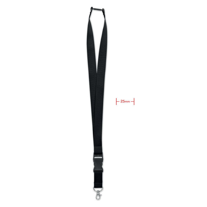 Lanyard 25 mm met karabijnhaak, zwart
