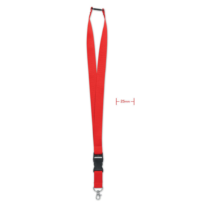 Lanyard 25 mm met karabijnhaak, rood