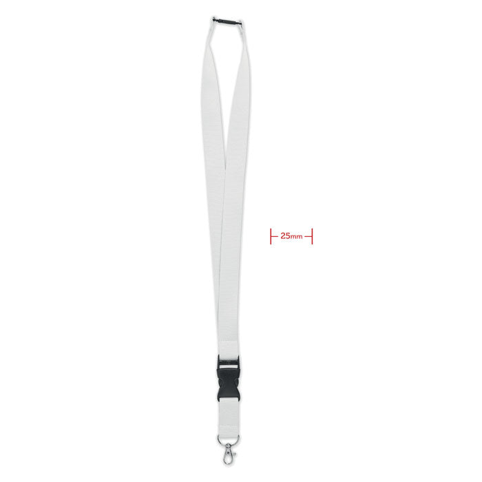 Lanyard 25 mm met karabijnhaak, wit