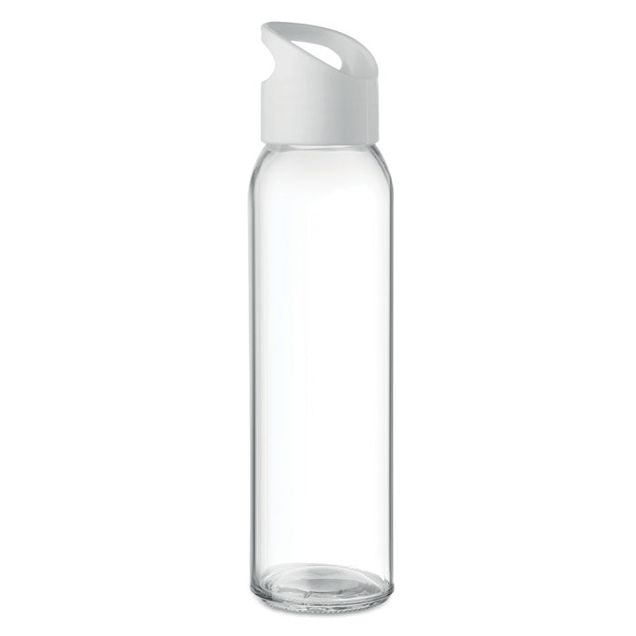 Glazen drinkfles 470 ml met kunststof dop, wit