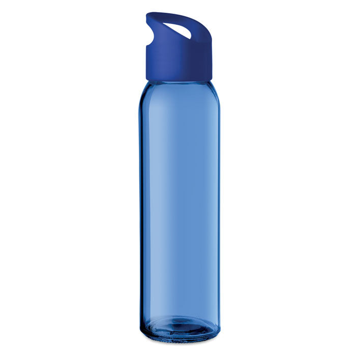 Glazen drinkfles 470 ml met kunststof dop, royal blauw