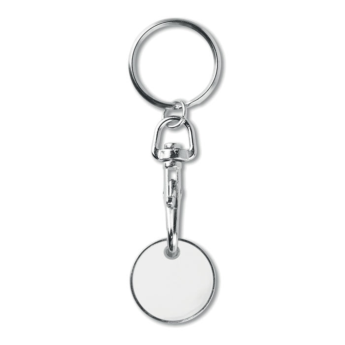 Sleutelhanger met winkelwagenmuntje, wit